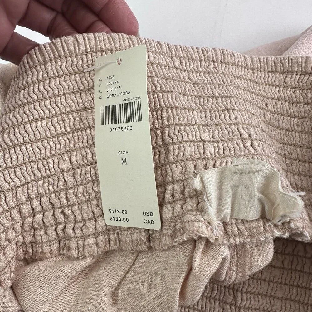 Anthropologie Blush Cropped Wide-Leg Drawstring Pants